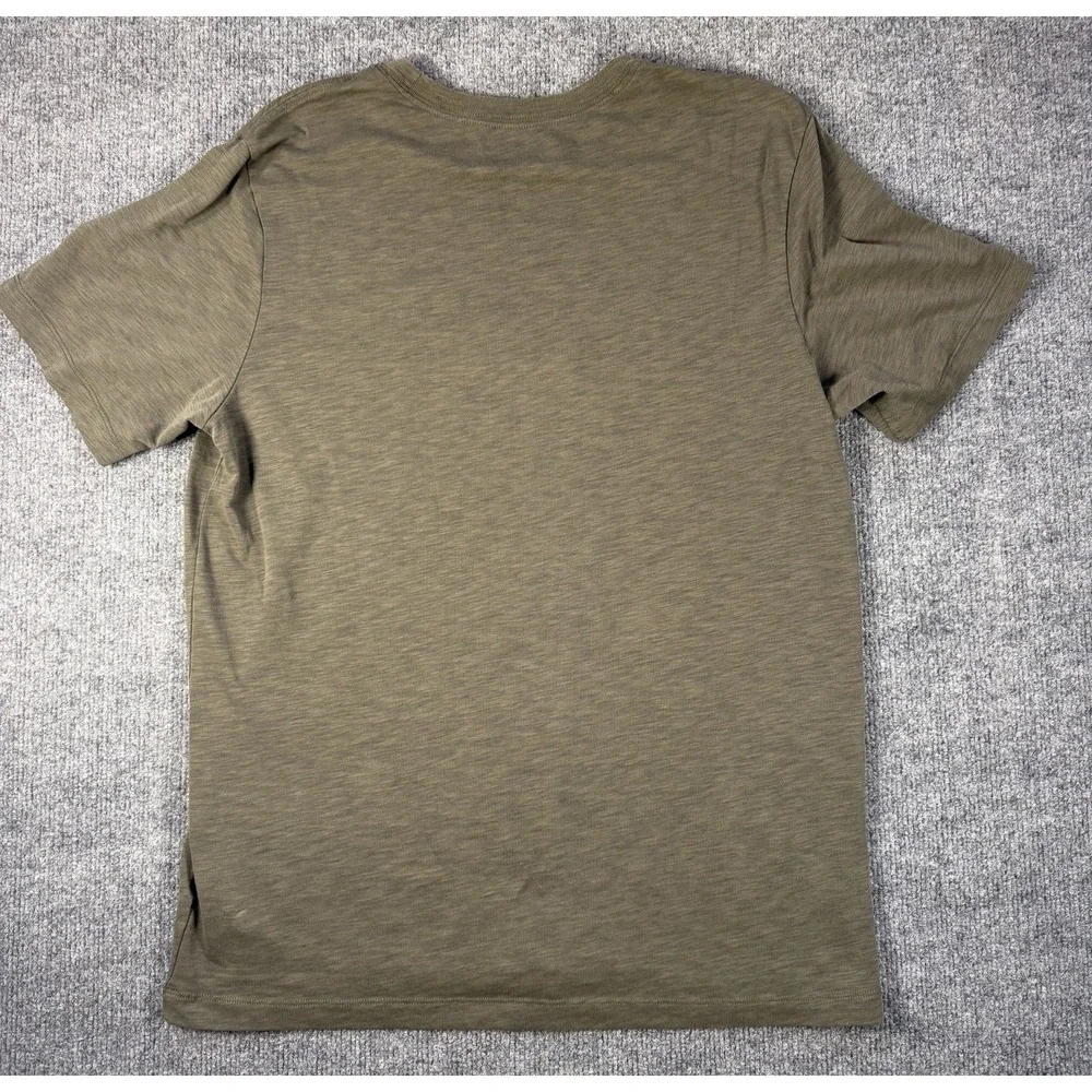 Nike Dri-FIT Men's Medium Cotton Slub Training T-Shirt Olive Green Orange Swoosh